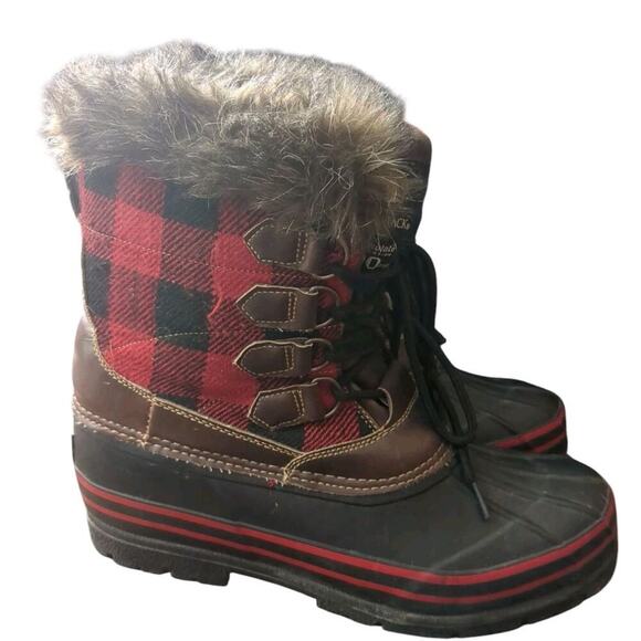 Tamarack Thinsulate AK-112812-1 Women's 9 Winter Boot Black Red Plaid - Picture 2 of 7